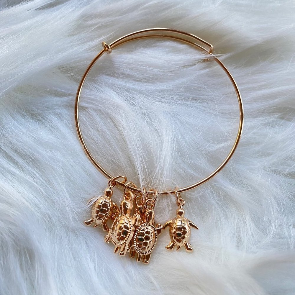 Gold Turtle Charm Bracelet